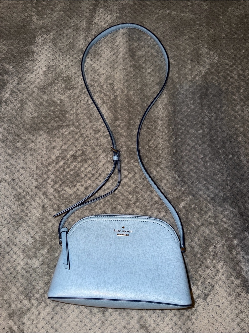 kate spade baby blue pebbled leather crossbody bag